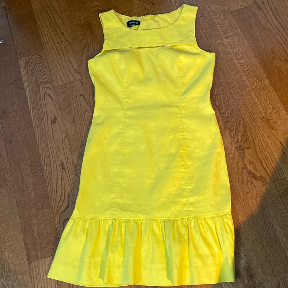 Bebe Cutout Linen Blend Dress